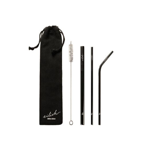 Billie Eilish - Straw 3PCS Smooth Straw + Straight Straw + Curved Straw + Cleaning Brush
