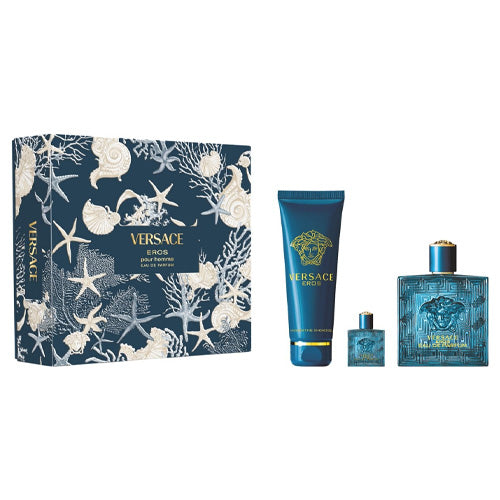 Versace - Eros Parfum 3PCS For Men 100ML + SG 150ML + Mini 5ML